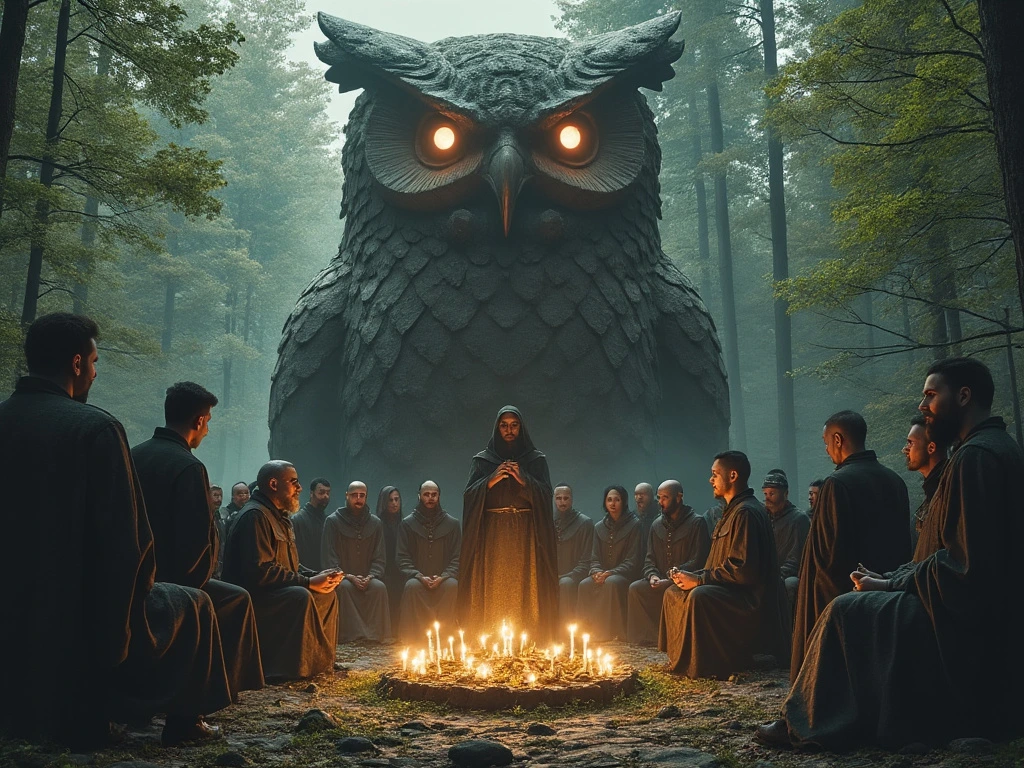 A Secret Society Meets In the woods and performs a ritual. 