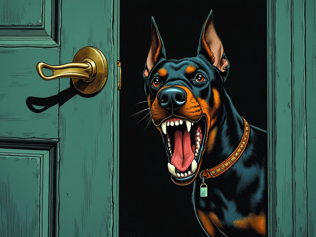An illustration from the Urban legend about the dog and the burglar. 